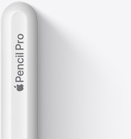 图片展示 Apple Pencil Pro 的顶部，具有圆润的末端、Apple 标志和 Pencil Pro 字样。