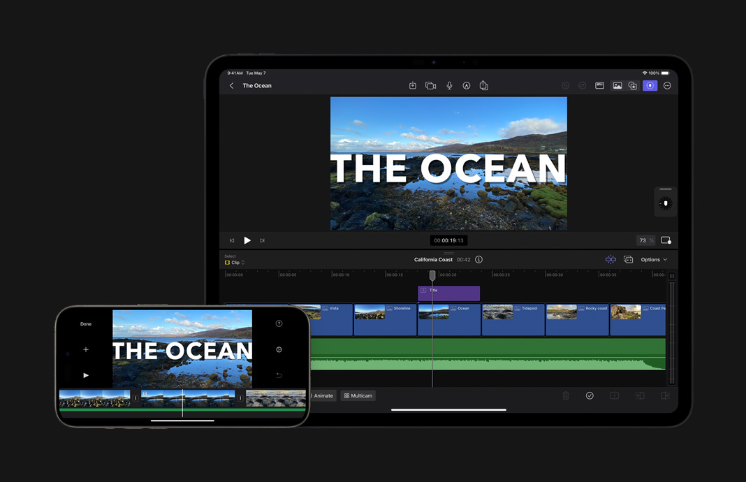 在 iPad 版 Final Cut Pro 中打开 iOS 版 iMovie 剪辑项目，以进行修饰润色。