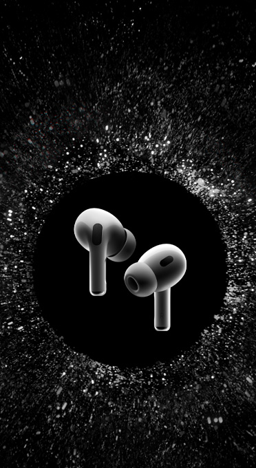  AirPods Pro floats in space.