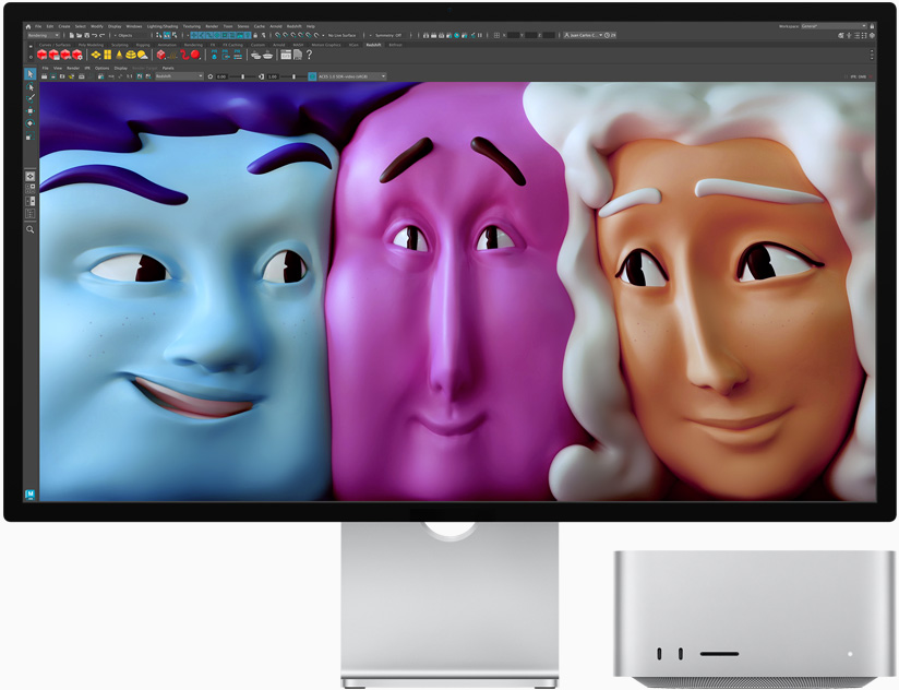 Studio Display 和 Mac Studio 的正面视图