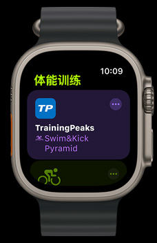 Apple Watch Ultra 2 屏幕上显示 TrainingPeaks app。