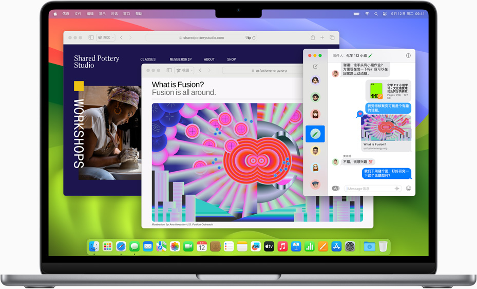 MacBook Air 屏幕上显示 Safari 浏览器和信息