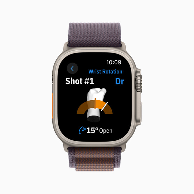 Golfshot 在 Apple Watch 上显示着手腕转动数据。