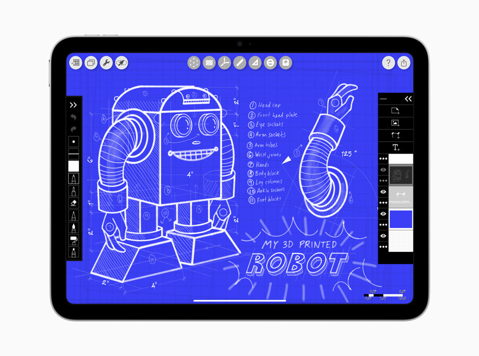 搭载 A16 芯片的新款 iPad 上显示着 Morpholio Trace app。