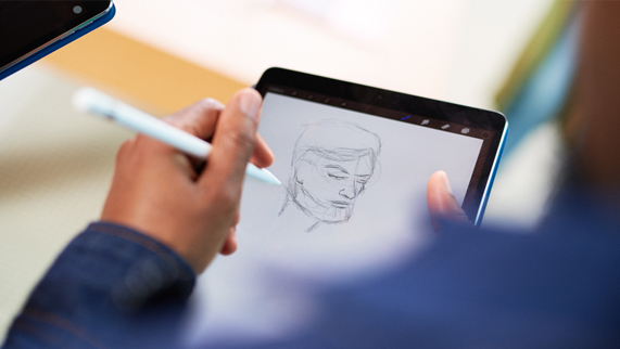 在 iPad 上使用 Apple Pencil 绘制的一张草图。 