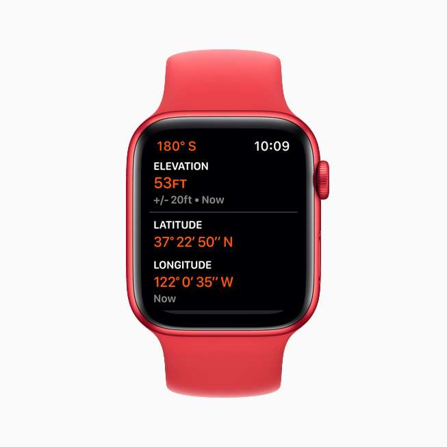 Apple Watch Series 6 上显示的高度计。 