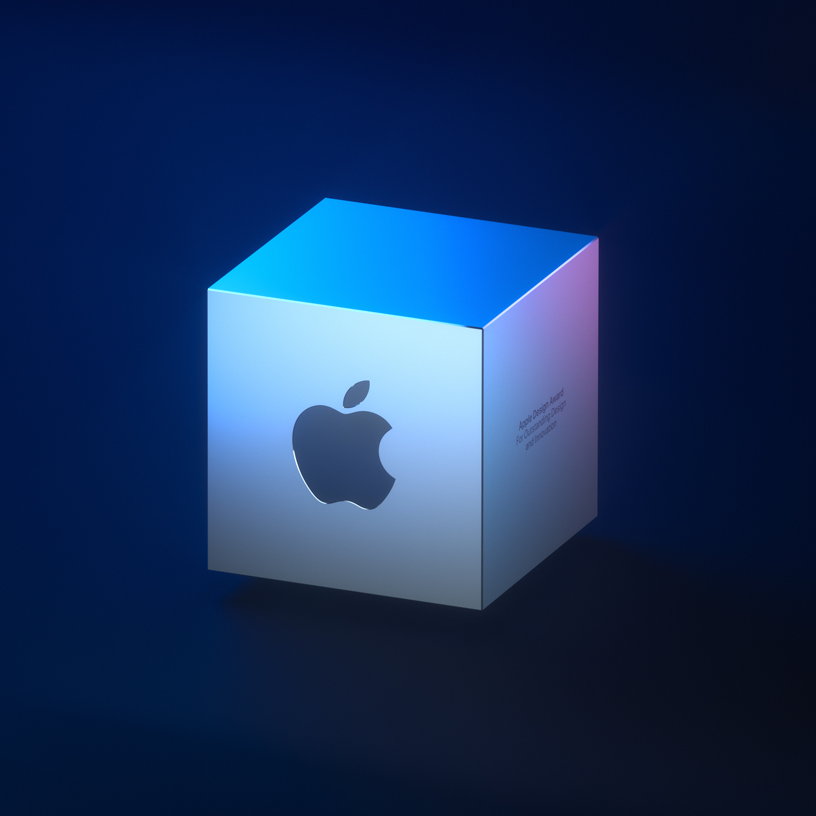 2019 年 Apple Design Award 立方体奖杯。 