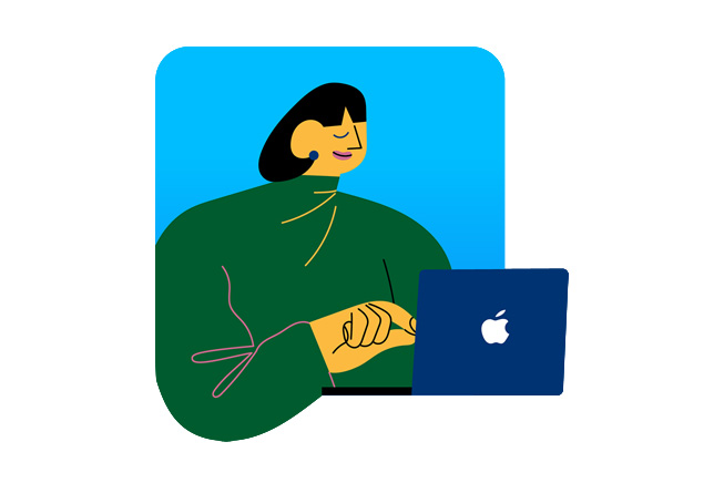图片展示一名女性在使用 iPad。