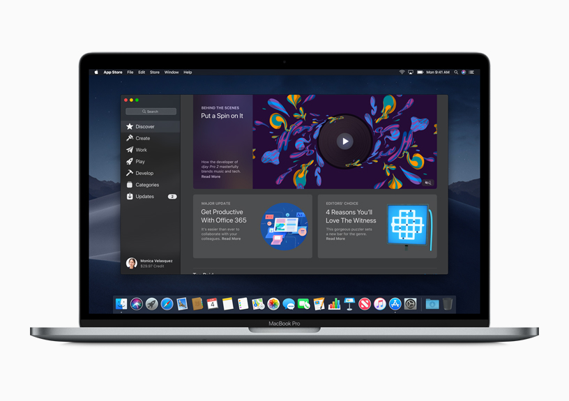 Mac 屏幕上显示的新 Mac App Store
