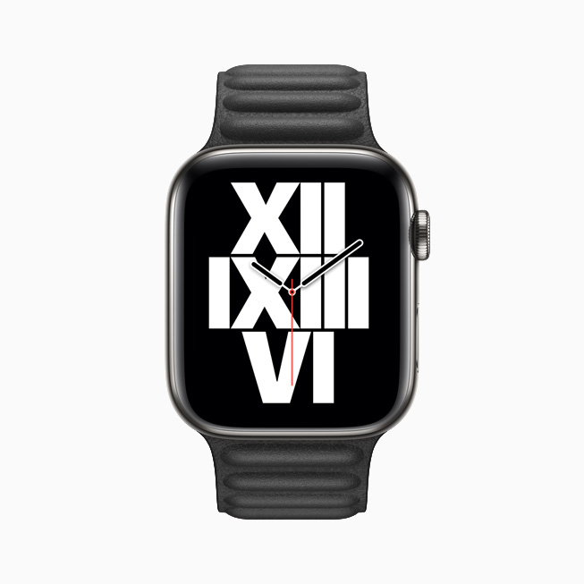 Apple Watch Series 6 上显示的字体排印表盘。
