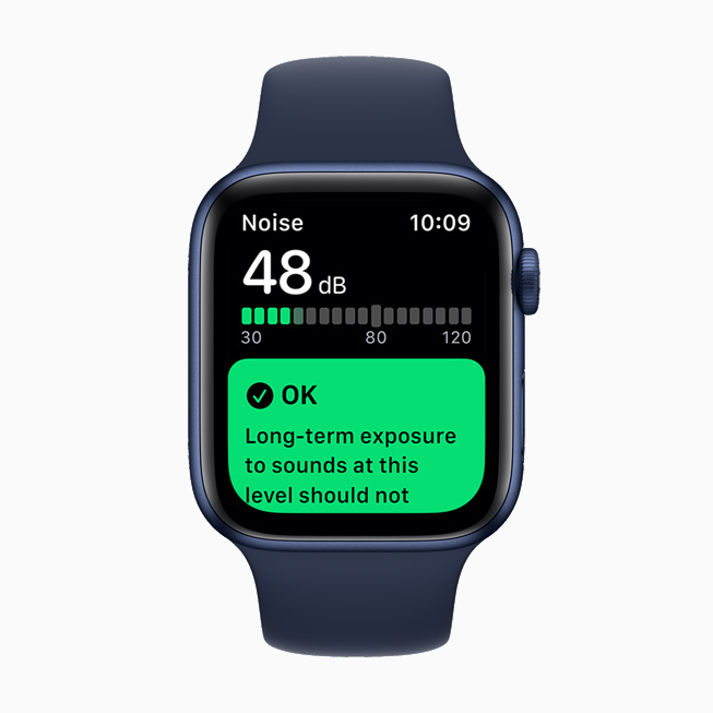噪声 app 在 Apple Watch Series 6 上显示。