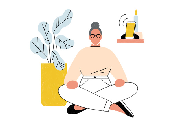 一位女性正在冥想的插图。