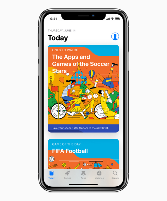 iPhone X App Store 上展示的世界杯内容菜单