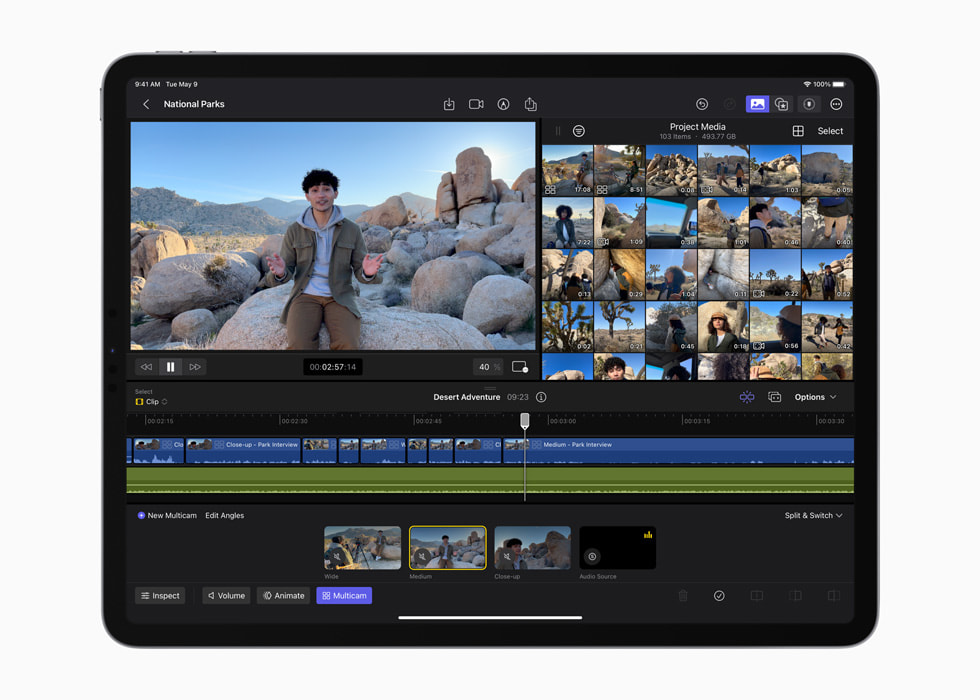 iPad 版 Final Cut Pro 的多机位视频剪辑功能。