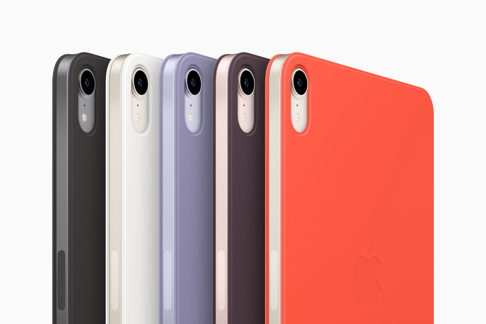 新款的 iPad mini 智能双面夹提供黑色、白色、绛樱桃色、英伦薰衣草色、亮光橙色五种配色选择。