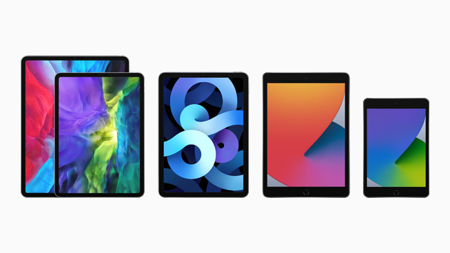 iPad 产品系列的四款机型。
