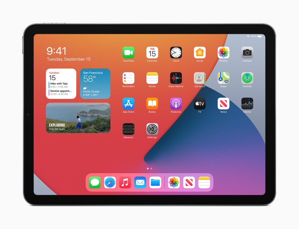 iPad Air 上重新设计的小组件。