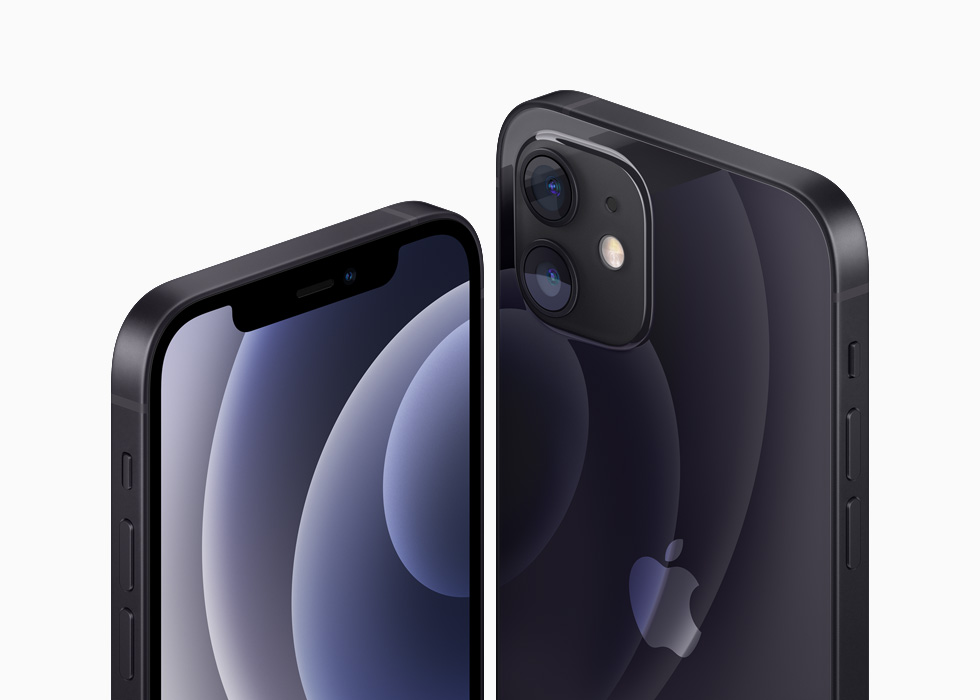 黑色铝金属外观的 iPhone 12 和 iPhone 12 mini。