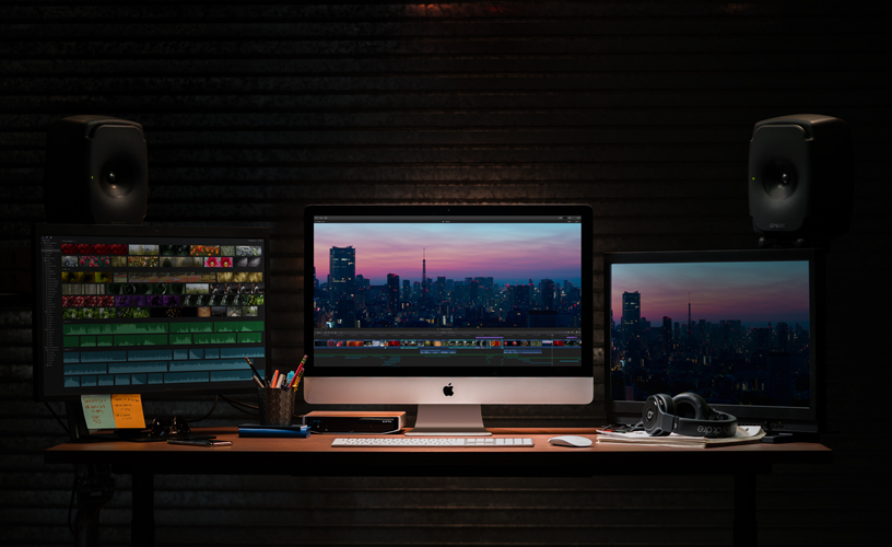 使用 iMac 的专业工作室。