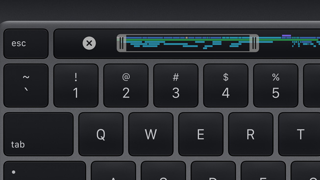 13 英寸 MacBook Pro 的全新妙控键盘。