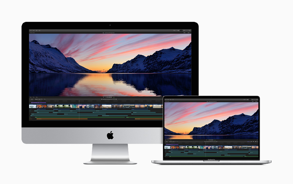 iMac 和 16 英寸 MacBook Pro 上显示代理工作流程。