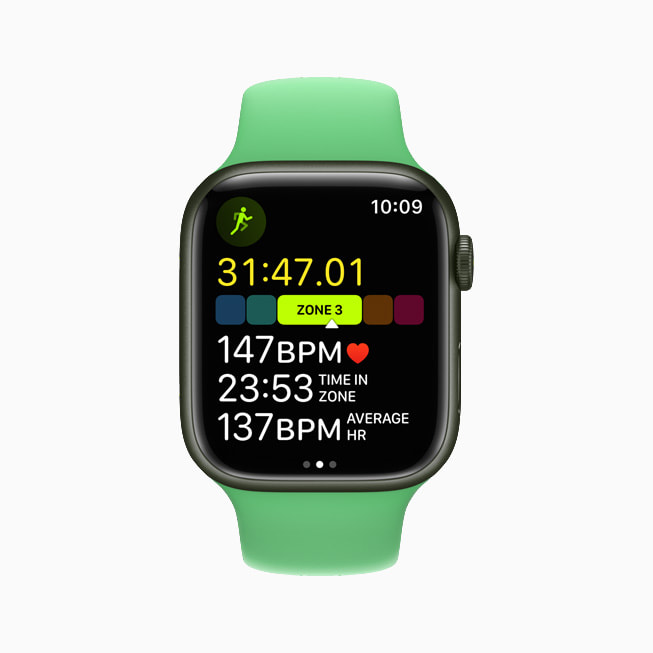 Apple Watch Series 7 上的心率区间。