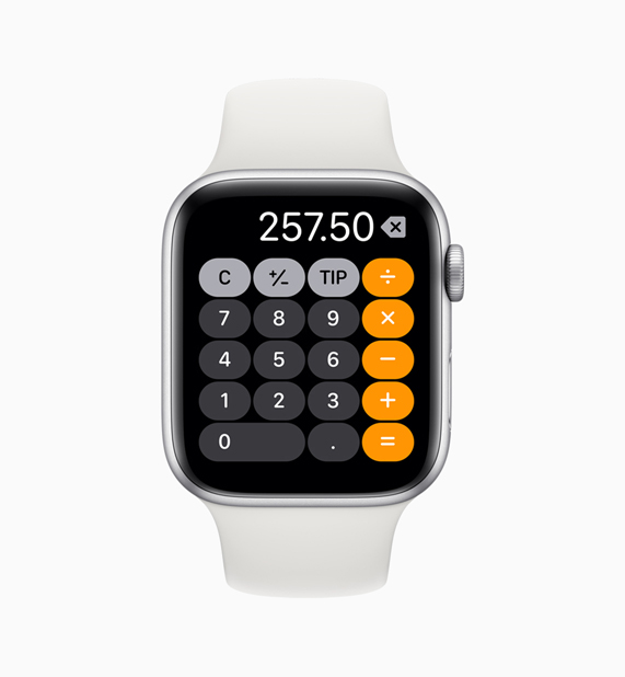 Apple Watch 上的计算器 app。