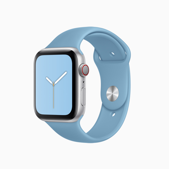 Apple Watch 菊蓝色运动型表带。