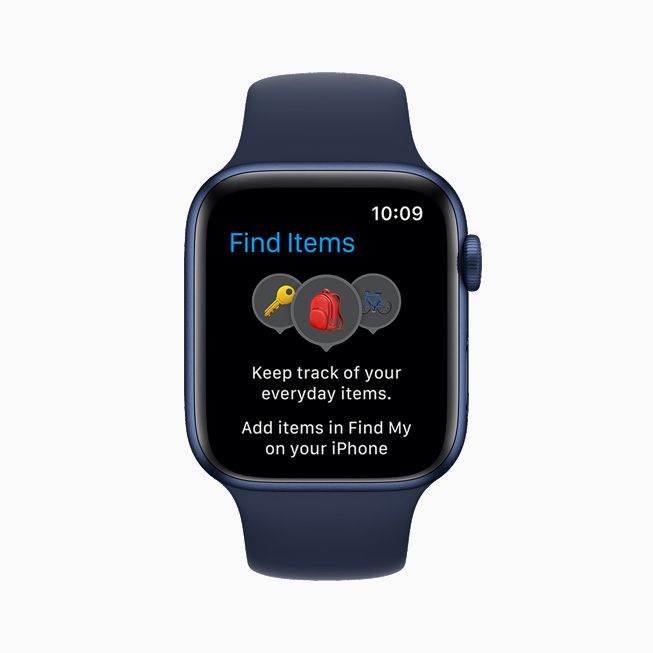 Apple Watch Series 6 上展示新的查找物品 app
