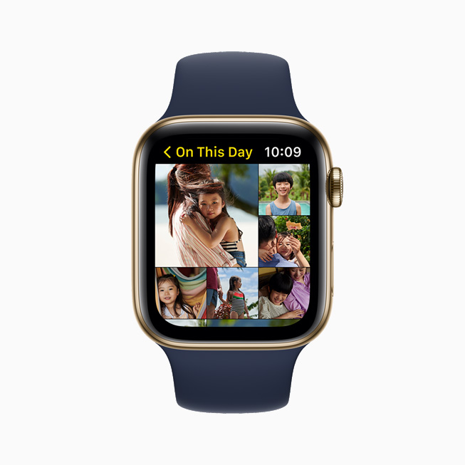 照片 app 中的 On This Day 相簿，在 Apple Watch Series 6 上展示。