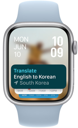 Apple Watch 屏幕显示加入智能叠放的翻译 app 小组件