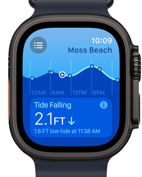 Apple Watch 屏幕显示新的潮汐 app