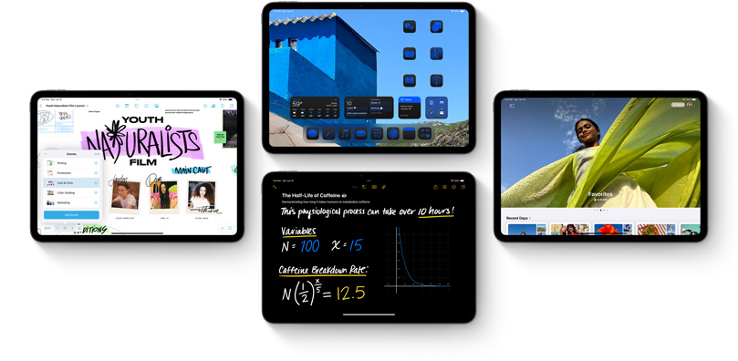 多部 iPad 设备展示 iPadOS 18 新功能